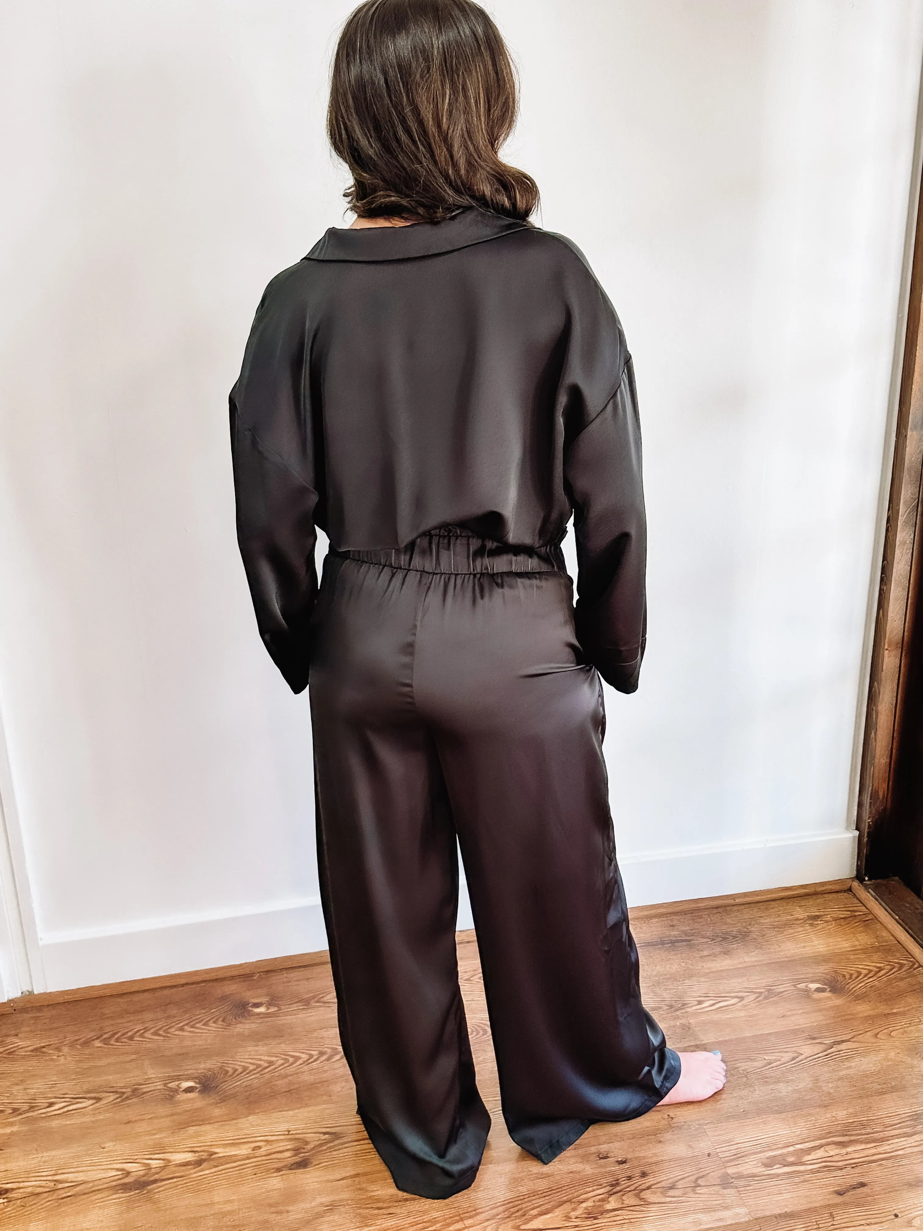 Airport Chic Satin Pant Set