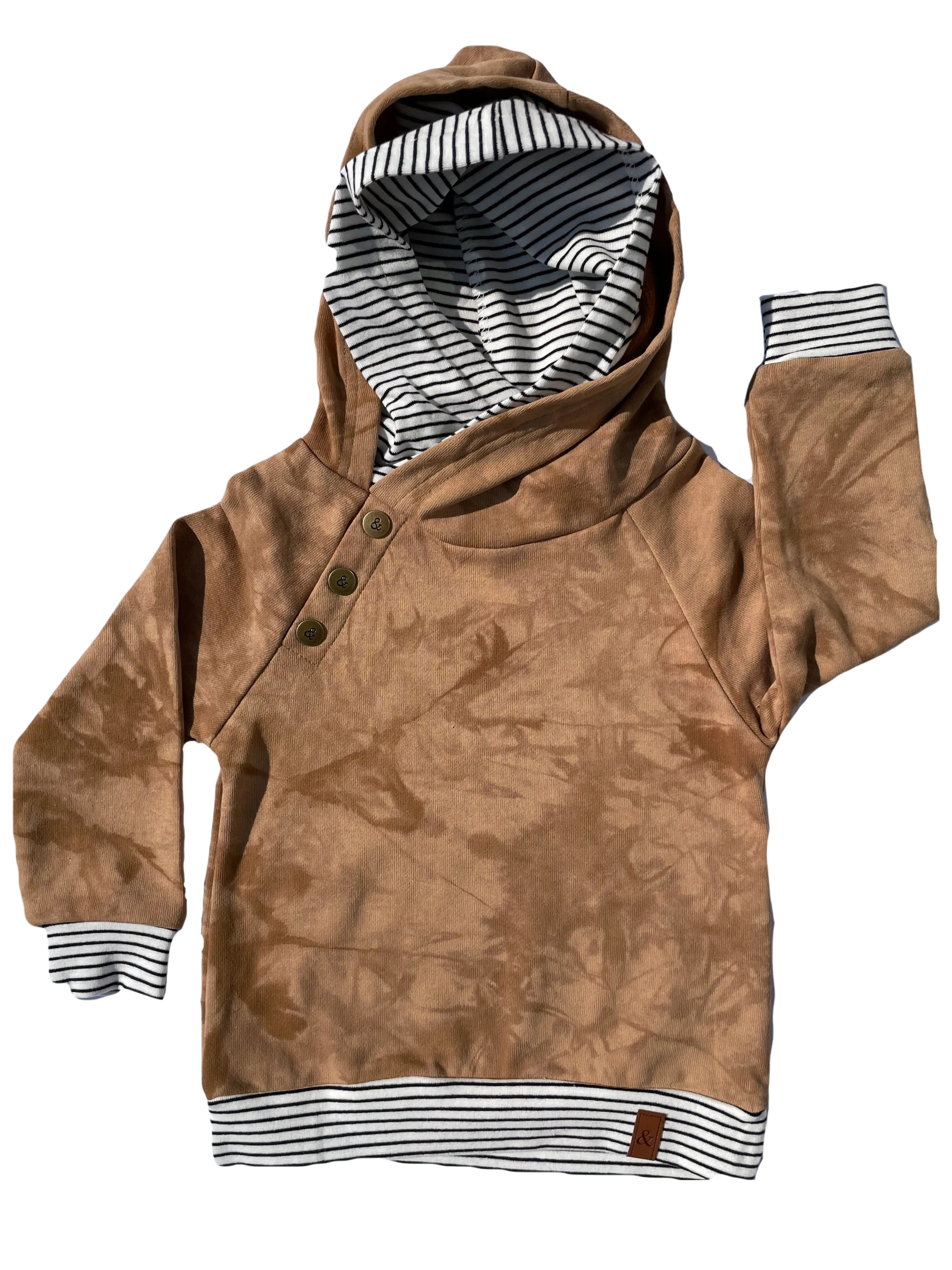 Ampersand Ave - Baby and Kids Double Hood(TM) Hoodie in Camel Tie Dye