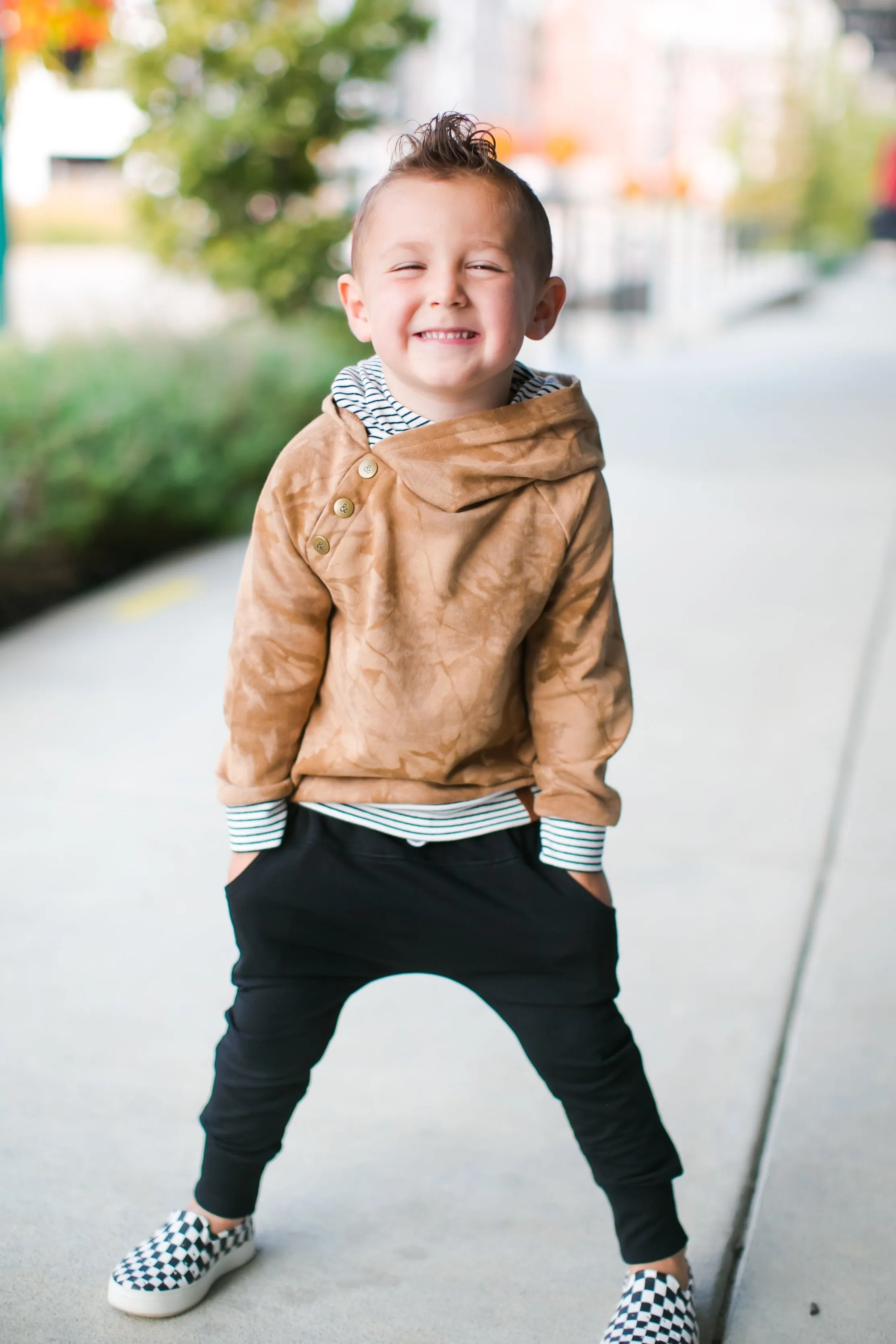 Ampersand Ave - Baby and Kids Double Hood(TM) Hoodie in Camel Tie Dye