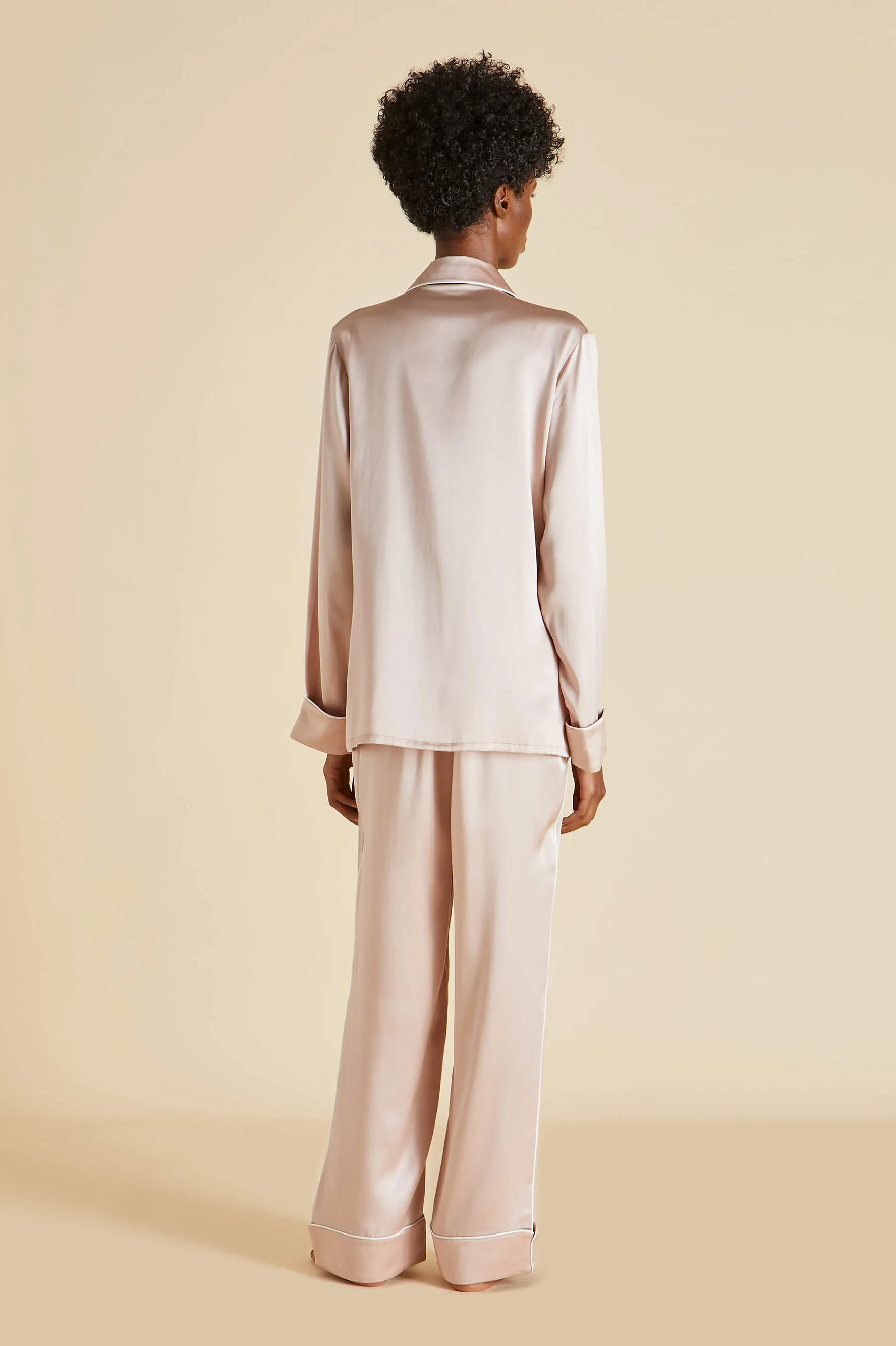 Coco Oyster Ivory Pajamas in Silk Satin