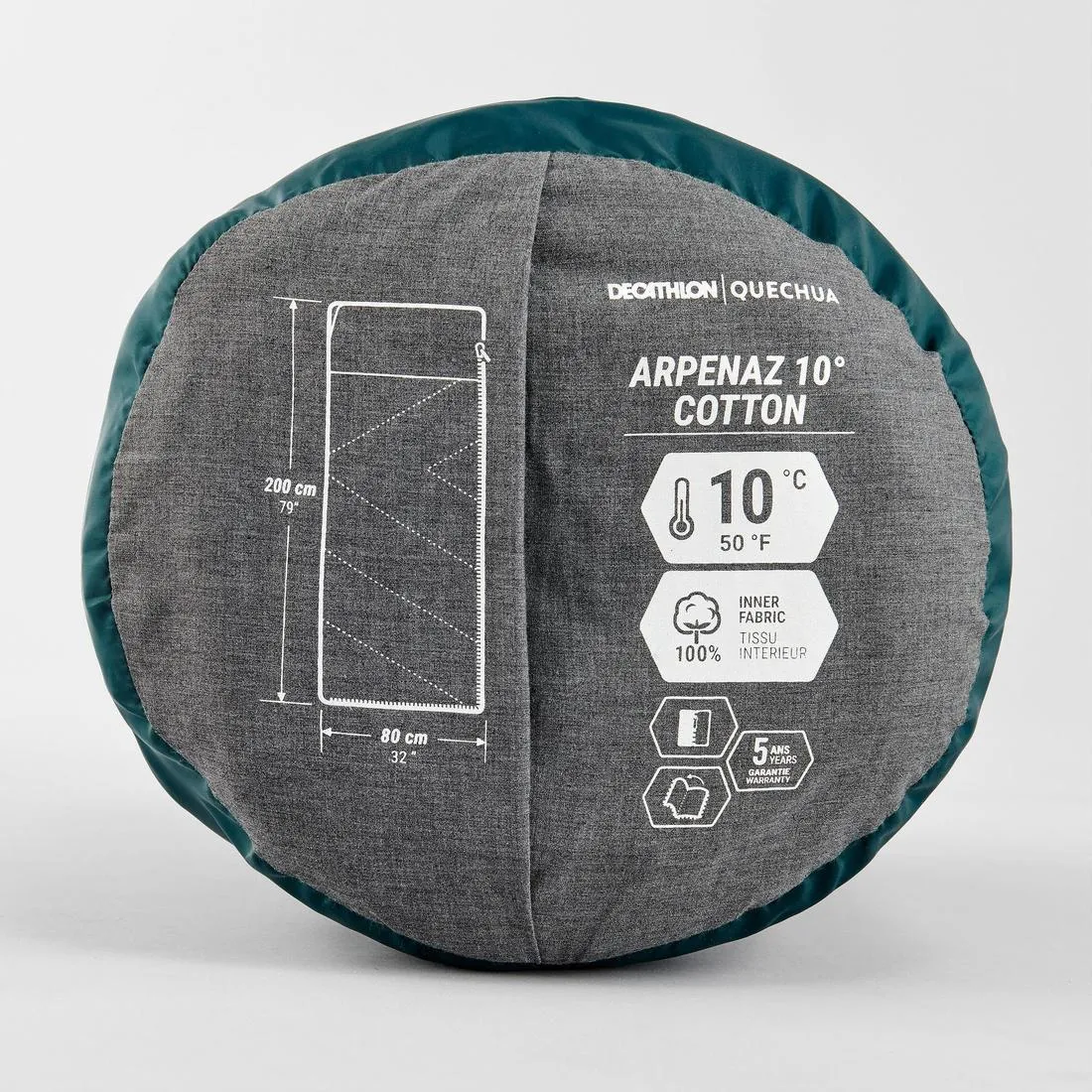 Cotton Camping Sleeping Bag Arpenaz 10° Cotton
