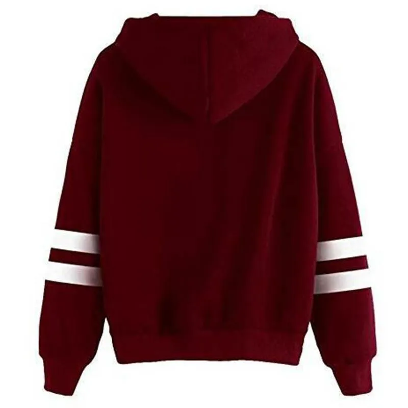 Drawstring Hooded Striped Sweatshirt