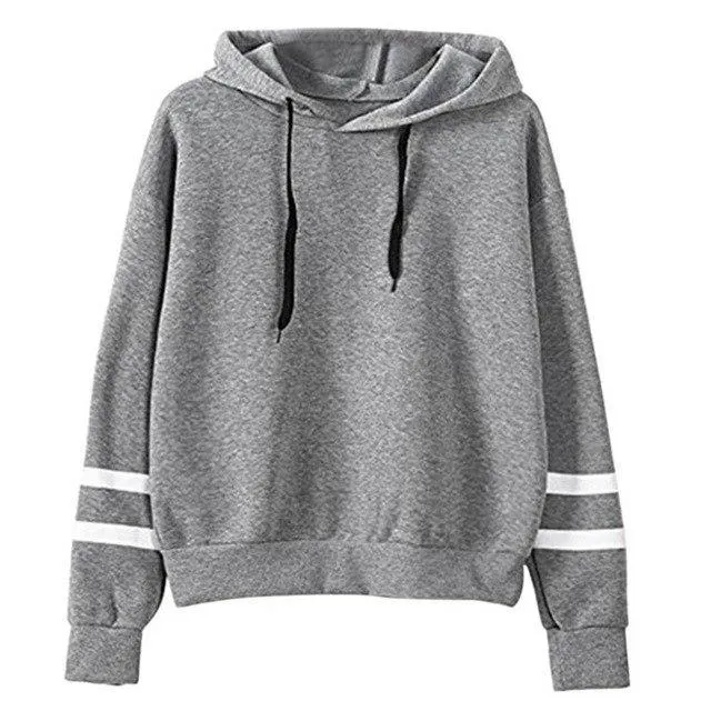 Drawstring Hooded Striped Sweatshirt