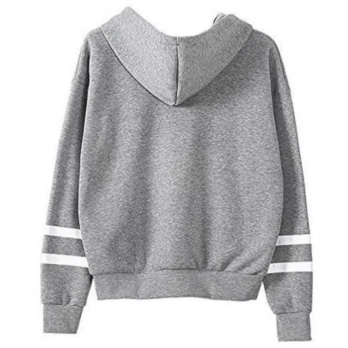 Drawstring Hooded Striped Sweatshirt