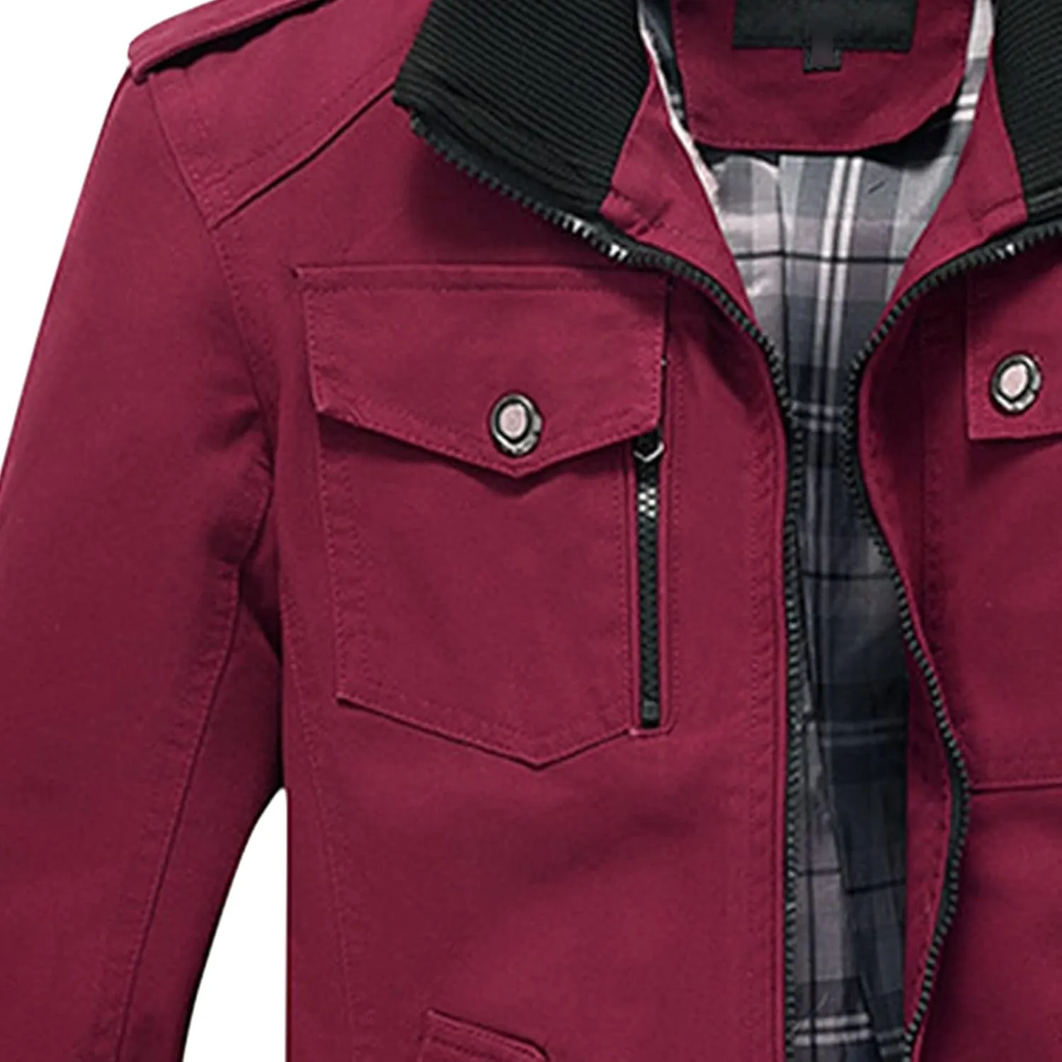 JEShifangjiusu Men'S Washed Cotton Military Jacket Winter Casual Stand Collar Windbreaker Fashion Lightweight Bomber Jacket