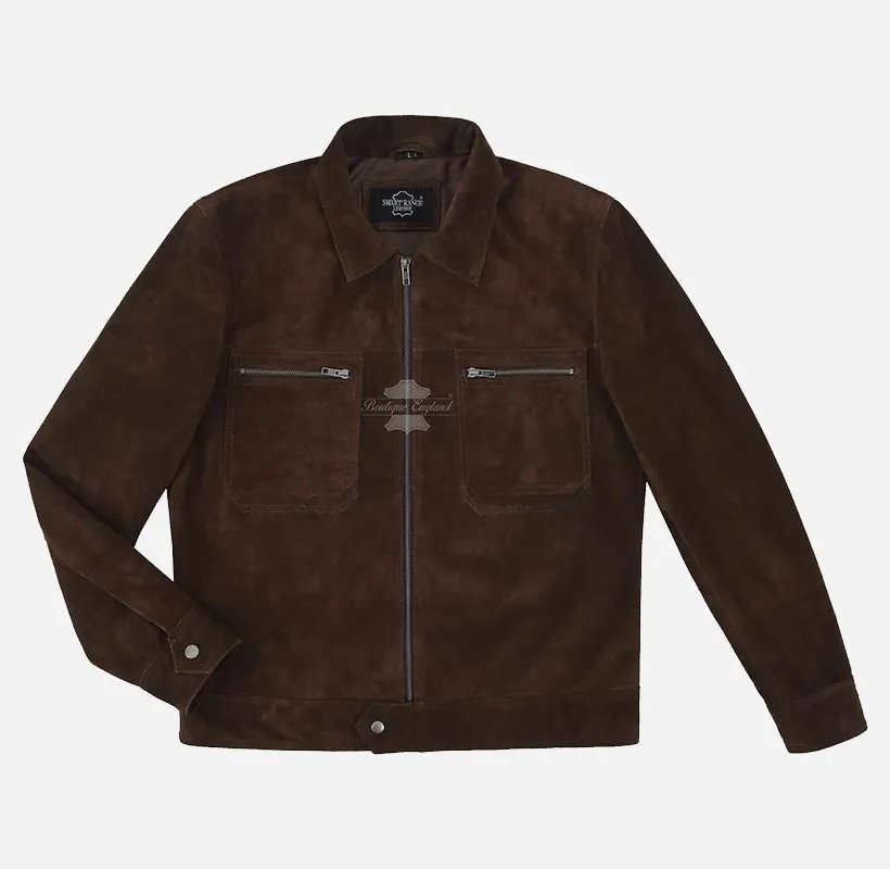 KAEL Men's Roasted Brown Suede Jacket Classic Leather Jacket