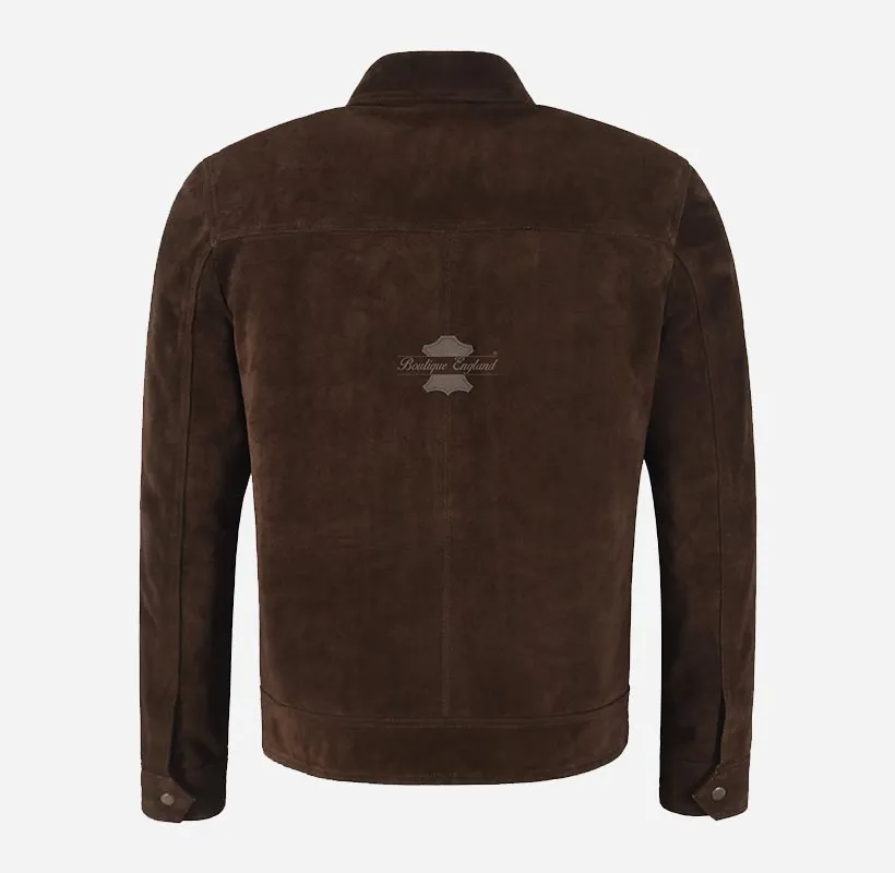 KAEL Men's Roasted Brown Suede Jacket Classic Leather Jacket