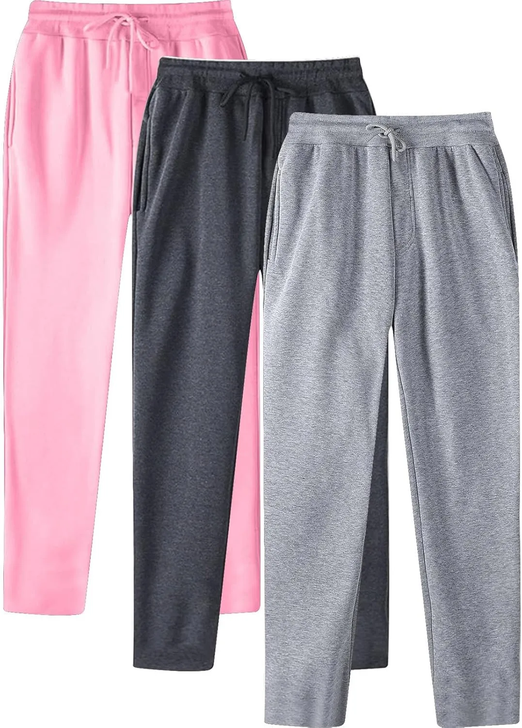 Men's 3 Pack Sweatpants Loose Fleece Sweatpants Elastic Waist Drawstring Jogger Sport Pants Baggy Sweat Pants
