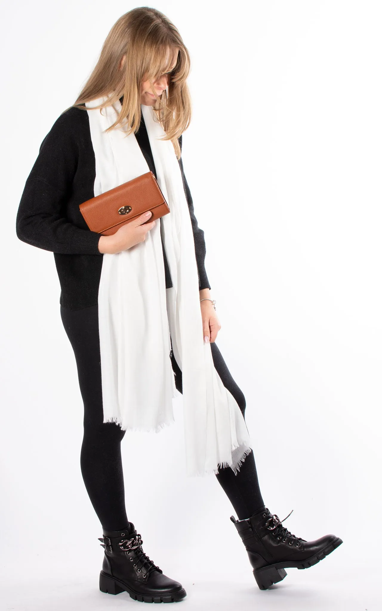 Oversized Pashmina Shawl Wrap Scarf - White