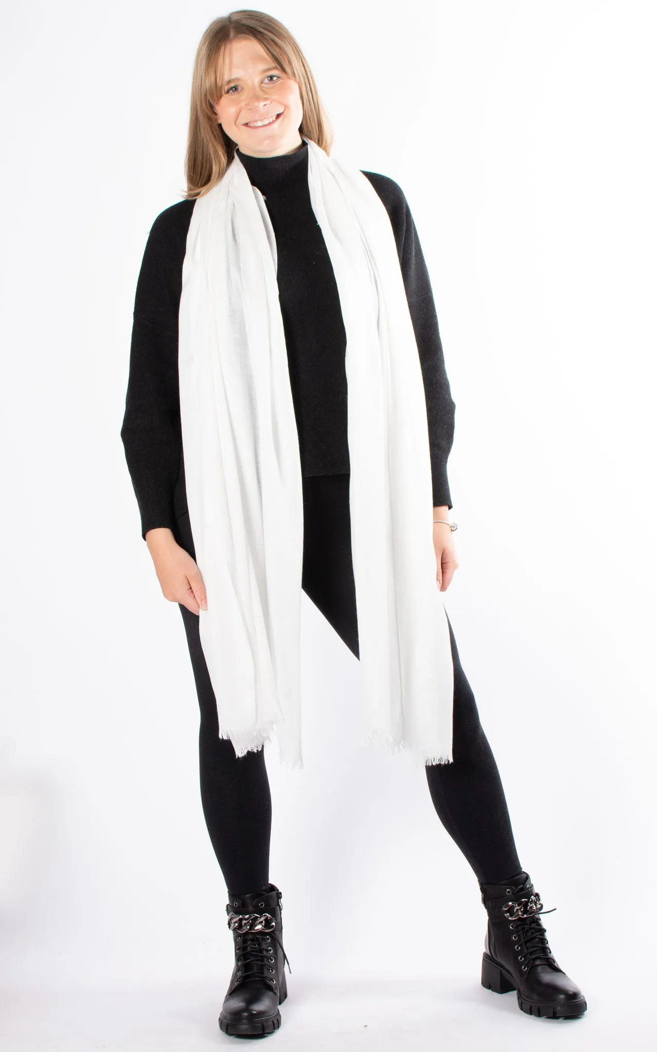 Oversized Pashmina Shawl Wrap Scarf - White