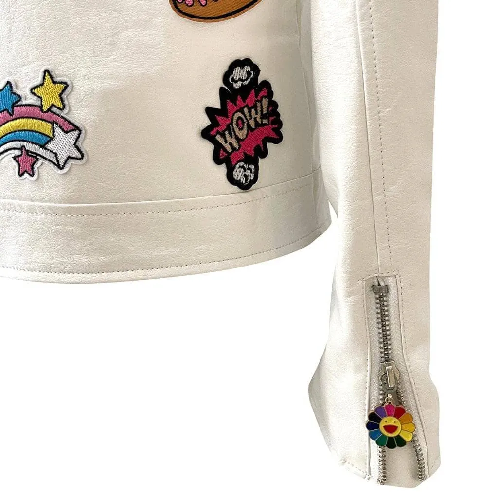Patched Rainbow Daisy Vegan Leather