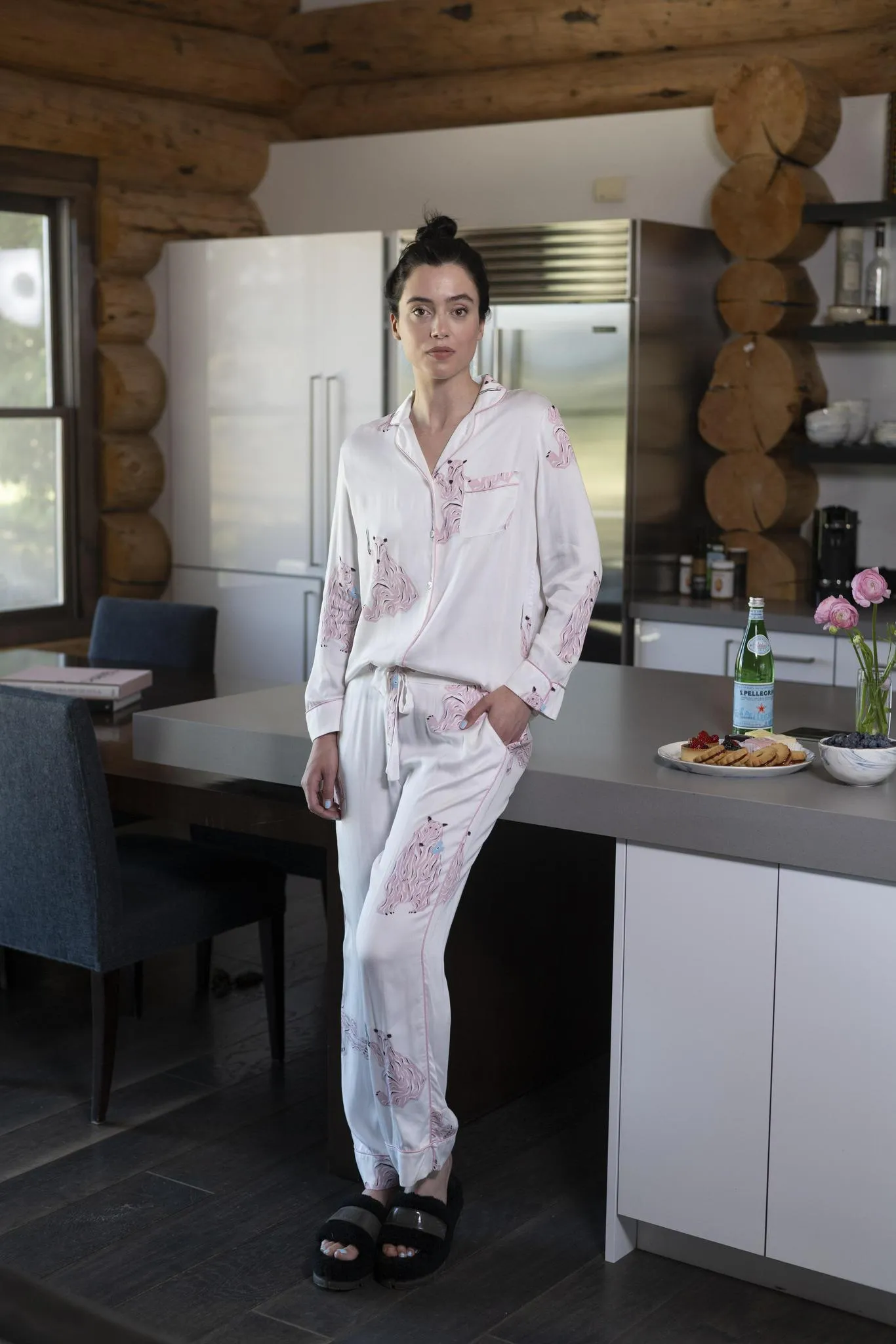 Playing bears silky long pajama set