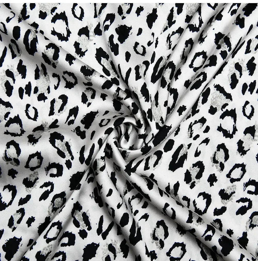 Satin Women's Elegant Leopard Print Mermaid Maxi Dress