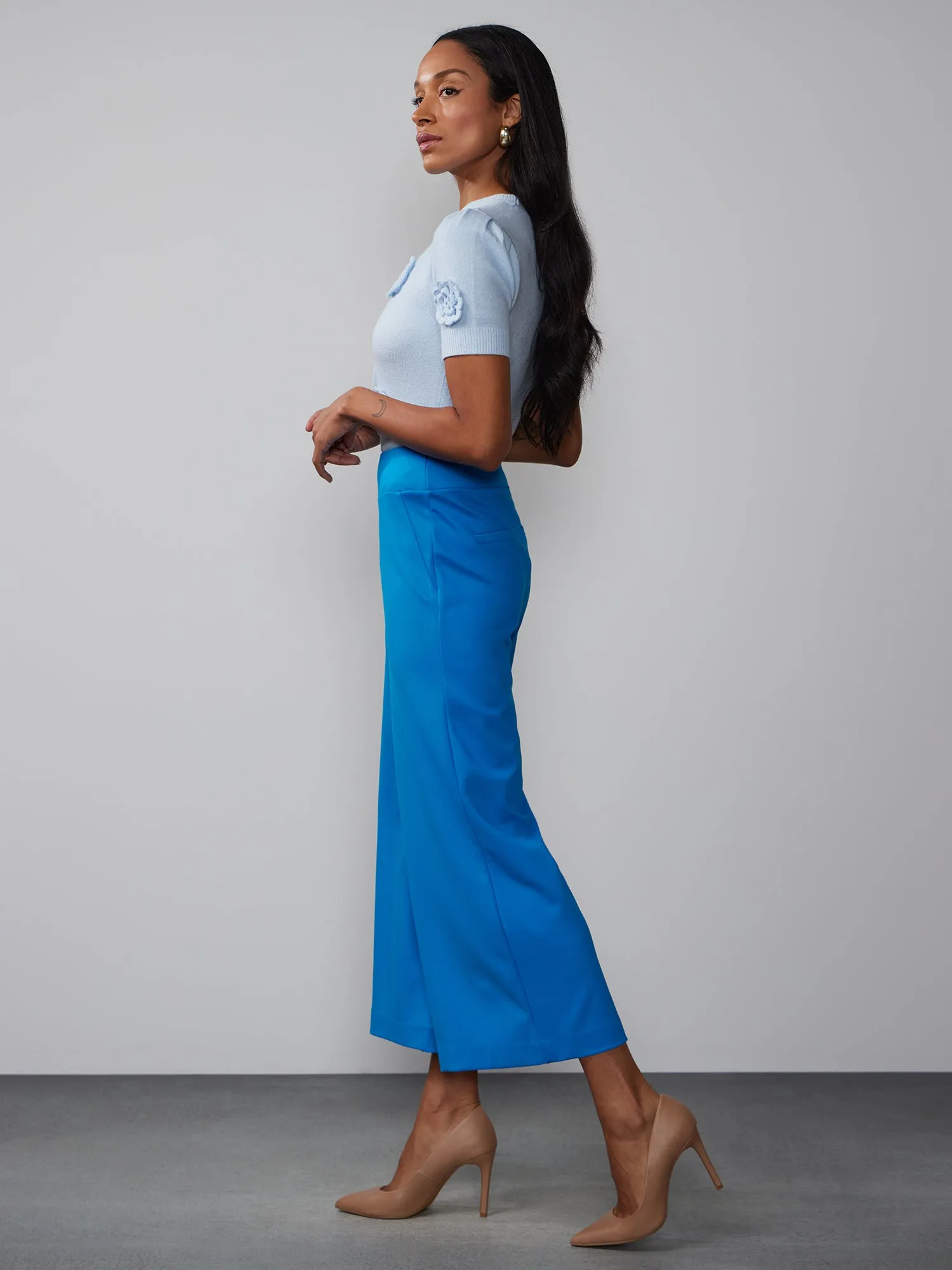 Tall Ponte Pull-On Palazzo Crop Pant
