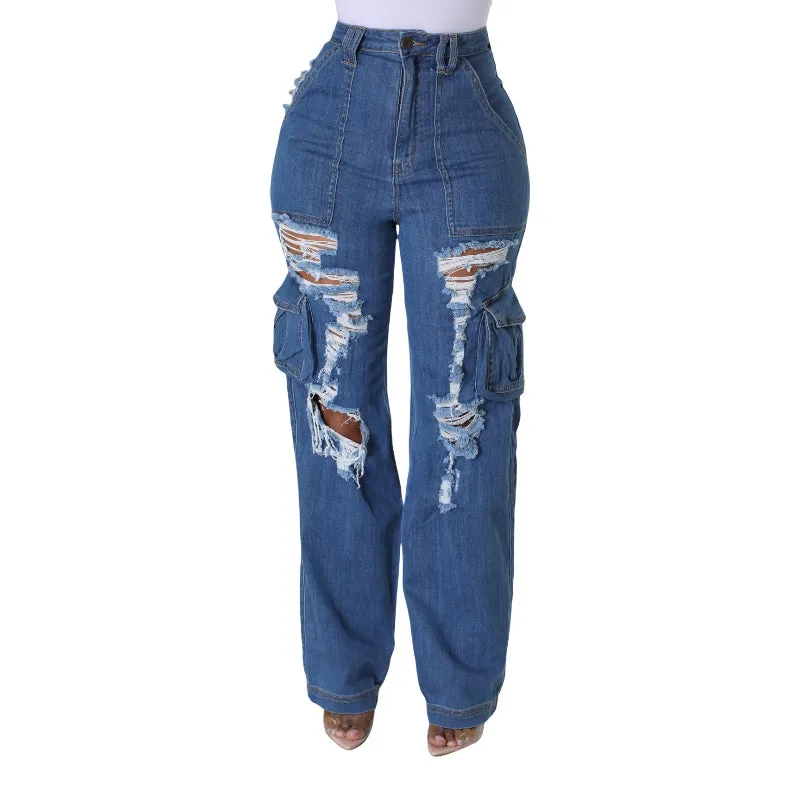 Women's Pants Ripped Stretchable Jeans