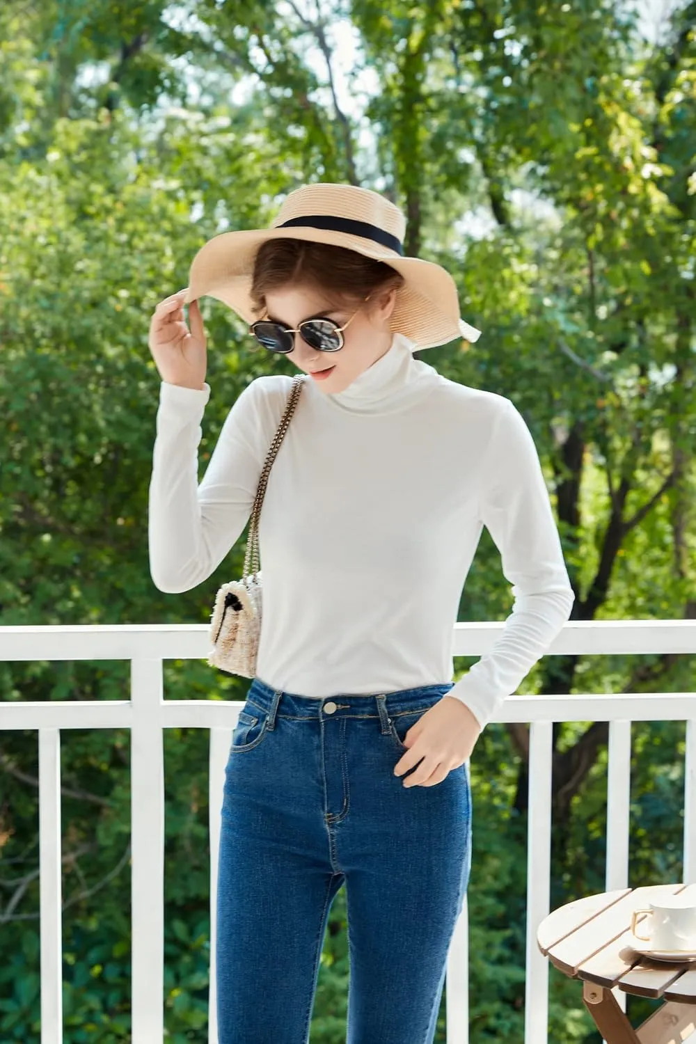 Womens Soft Cotton Long Sleeve Mock Turtleneck Shirts Tops Stretch Underscrubs Layer Tee Tops
