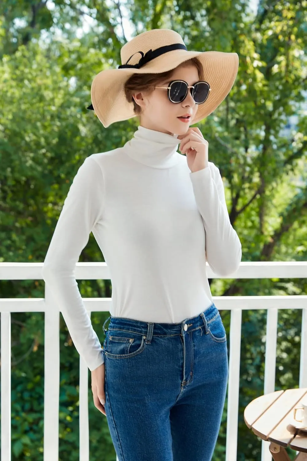 Womens Soft Cotton Long Sleeve Mock Turtleneck Shirts Tops Stretch Underscrubs Layer Tee Tops