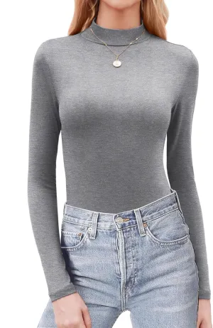 Zeagoo Womens Long Sleeve Shirts Mock Neck Basic Slim Fitted Tops Lightweight Stretch Base Layer T-Shirt
